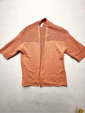 Chico's Open-Front Short-Sleeve Cardigan in Terracotta